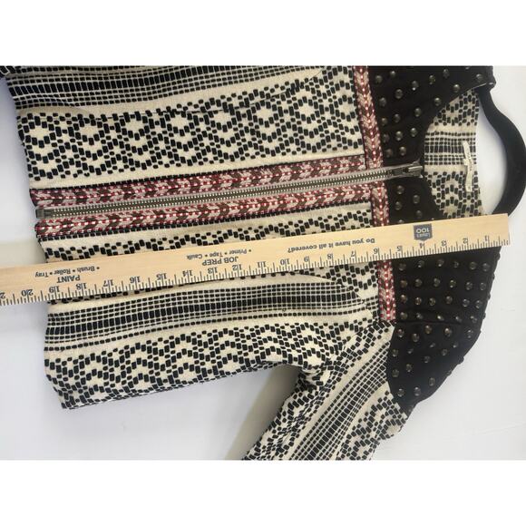 TulaRosa Studded Embroidered Front Zip Womens Small Jacket Art To Wear #6417 - Picture 12 of 16